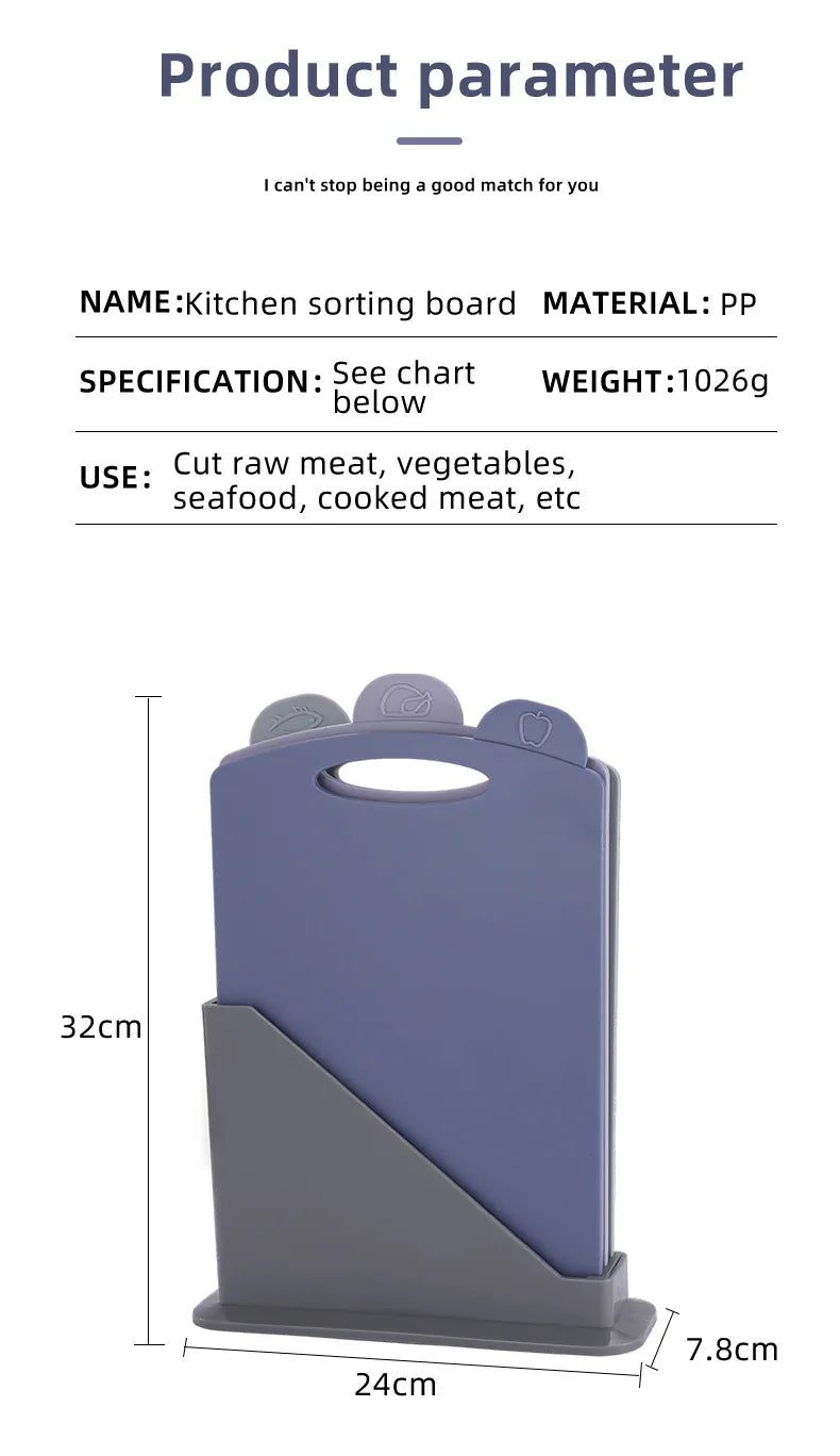 Double-Sided Antibacterial Kitchen Chopping Board Set with Non-Slip Base and Food-Specific Tabs - 3-Piece Set - Mekamart Australia
