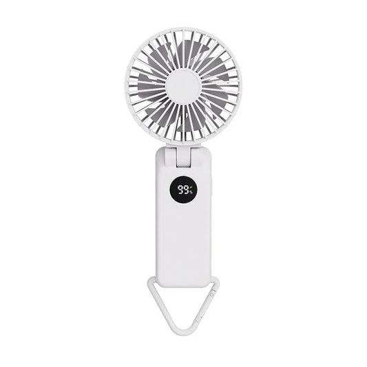 White Portable Handheld Fan with 2000mAh Battery - 3-in-1 Design for Desk, Handheld, and Hanging Use (Model Q3) - Mekamart Australia