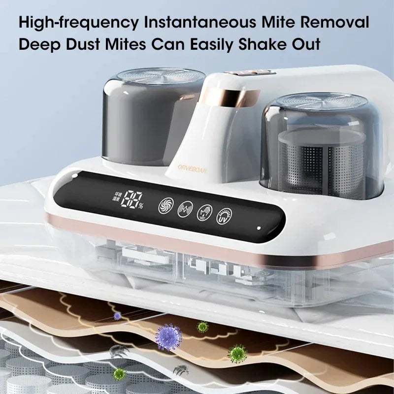 Pink Without humidity display Wireless Dust Mite Vacuum Cleaner with UV Sterilization and 10000Pa Suction - Model HK-518 - Mekamart Australia