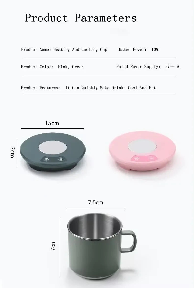 Pink Multifunctional Cooling and Heating Cup with Mug - 10W Rapid Temperature Adjustment - Mekamart Australia