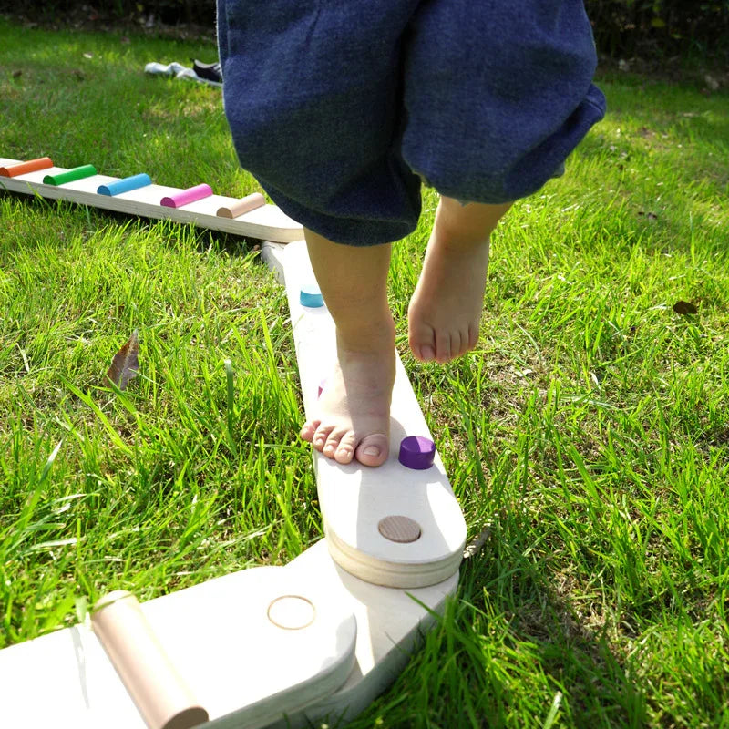 Wooden Sensory Balance Beam Set for Kids - Indoor and Outdoor Balance Training - Mekamart Australia