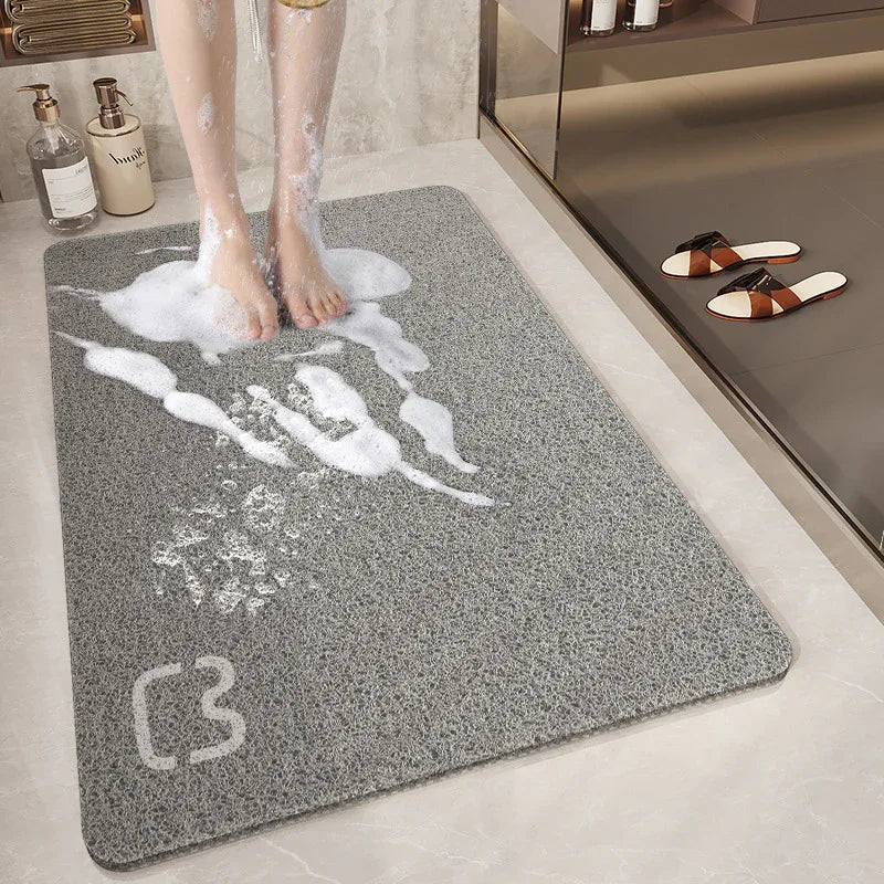 Cat Head Gray Non-Slip Loofah-Style Bathroom Mat -Quick-Dry and Soft 40*60cm - Mekamart Australia