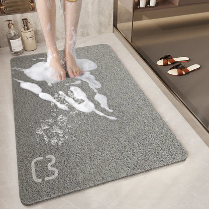 Cat Head Gray Non-Slip Loofah-Style Bathroom Mat -Quick-Dry and Soft 40*60cm - Mekamart Australia