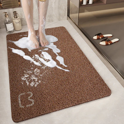 Cat Head Brown Non-Slip Loofah-Style Bathroom Mat - Quick-Dry and Soft 44*75cm - Mekamart Australia