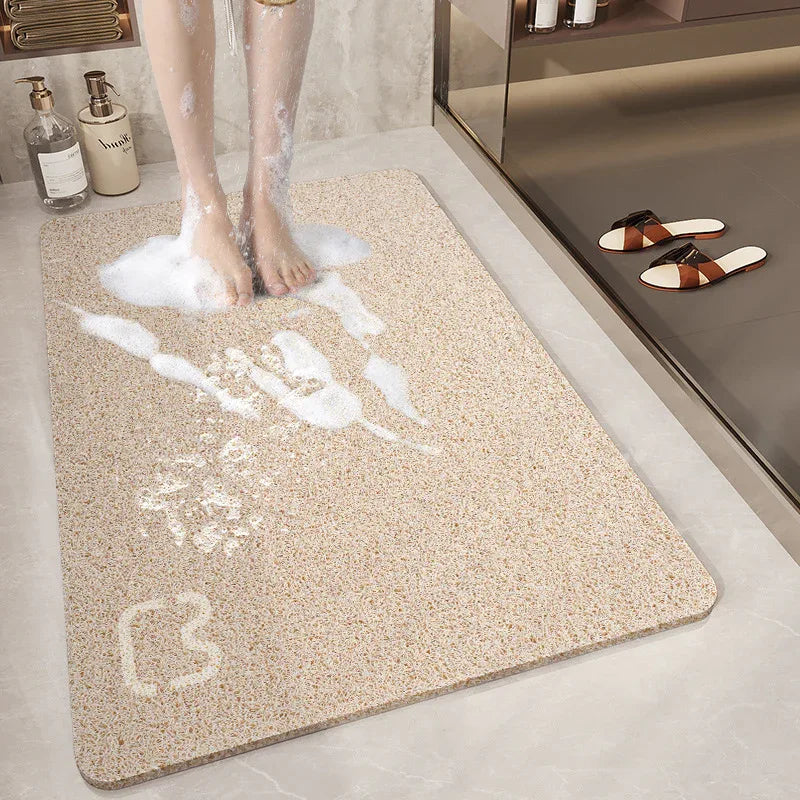 Cat Head Beige Non-Slip Loofah-Style Bathroom Mat - Quick-Dry and Soft 44*75cm - Mekamart Australia