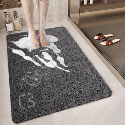 Cat Head Black Non-Slip Loofah-Style Bathroom Mat - Quick-Dry and Soft 44*75cm - Mekamart Australia