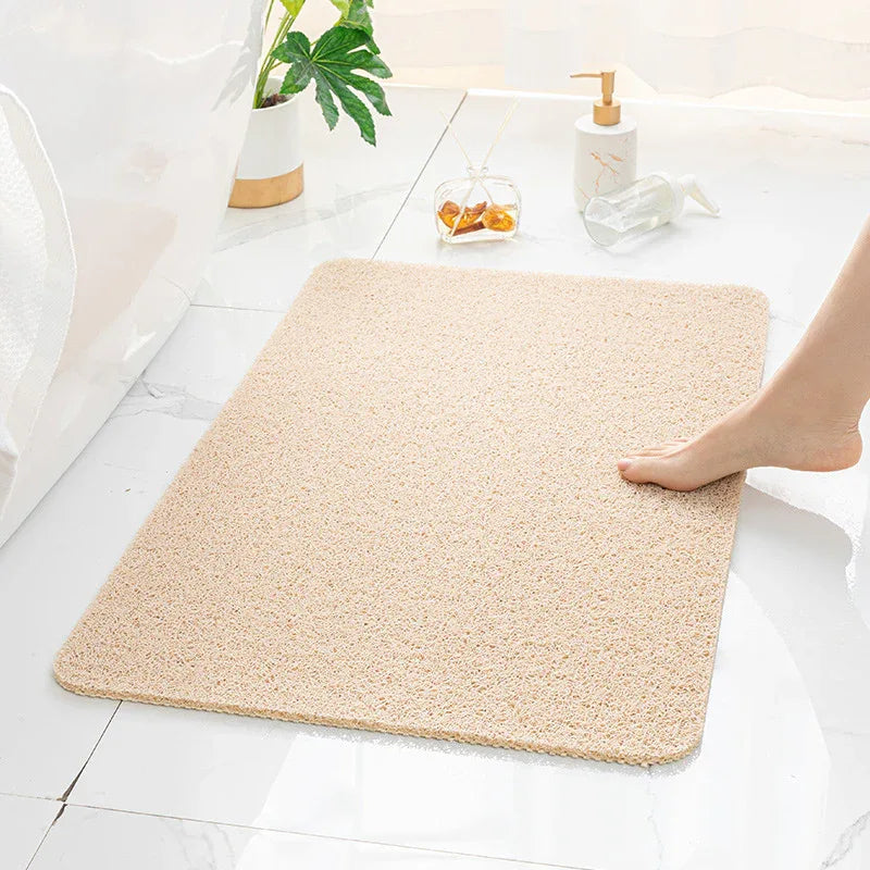 Beige Non-Slip Loofah-Style Bathroom Mat - Quick-Dry and Soft 44*75cm - Mekamart Australia