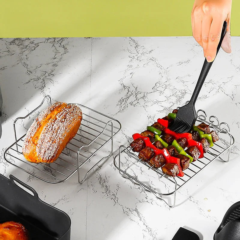 9-Piece Air Fryer Accessories Set - Silicone Liners, Grill Racks, Cooking Tools - Mekamart Australia
