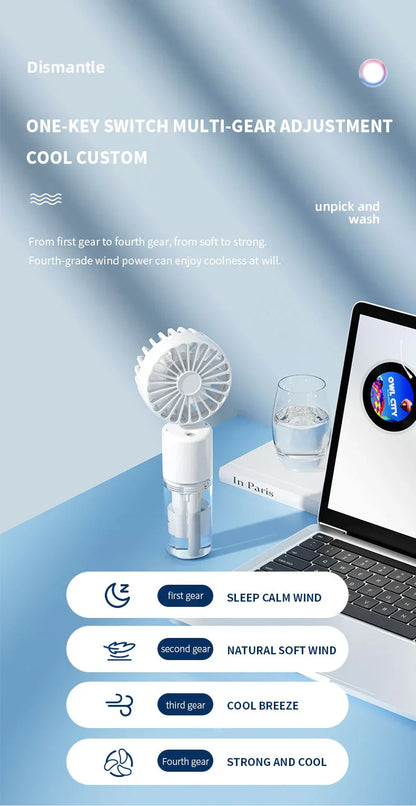 Portable 4-Speed Mini Spray Fan with Moisturizing Function - F2 Black (2PCS) - Mekamart Australia