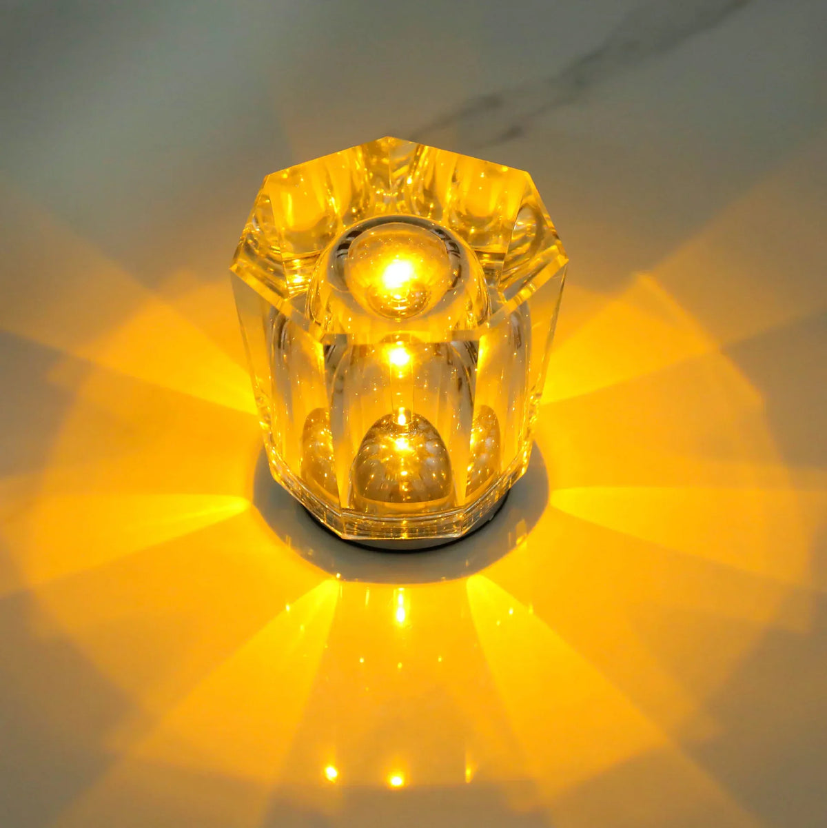 Crystal LED Table Lamp with Starburst Effect, Rechargeable and Portable Design,Type A 90mm (H) × 82mm (W) - Mekamart Australia