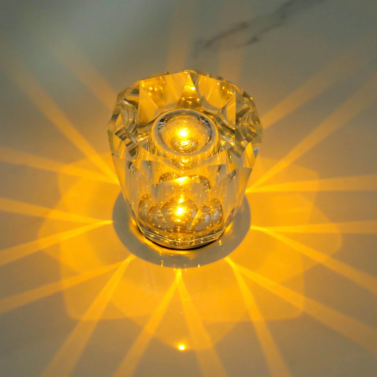 Crystal LED Table Lamp with Starburst Effect, Rechargeable and Portable Design,Type B 90mm (H) *85mm (W) - Mekamart Australia