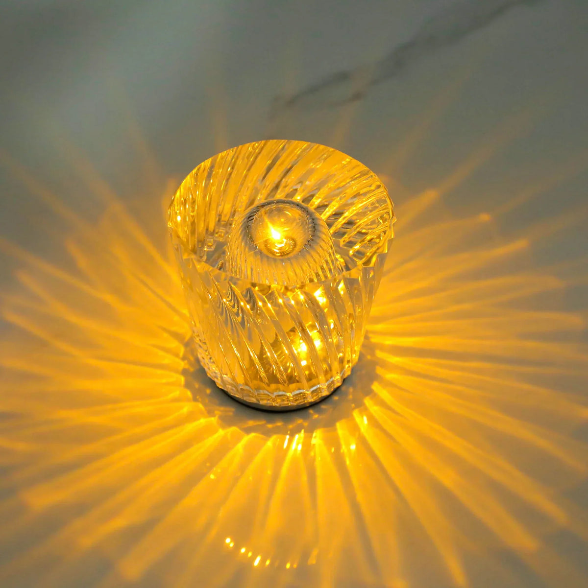 Crystal LED Table Lamp with Starburst Effect, Rechargeable and Portable Design,Type C 90mm (H) *88mm (W) - Mekamart Australia