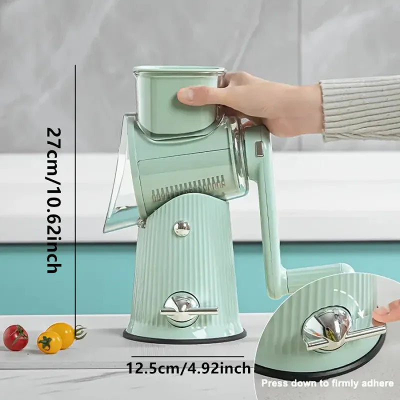Green Multifunctional Manual Rotary Vegetable Slicer with 10 Blades – Safe and Easy-to-Use - Mekamart Australia