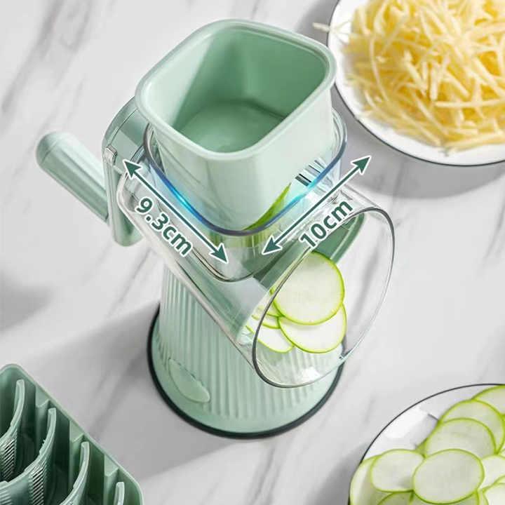 Green Multifunctional Manual Rotary Vegetable Slicer with 10 Blades – Safe and Easy-to-Use - Mekamart Australia