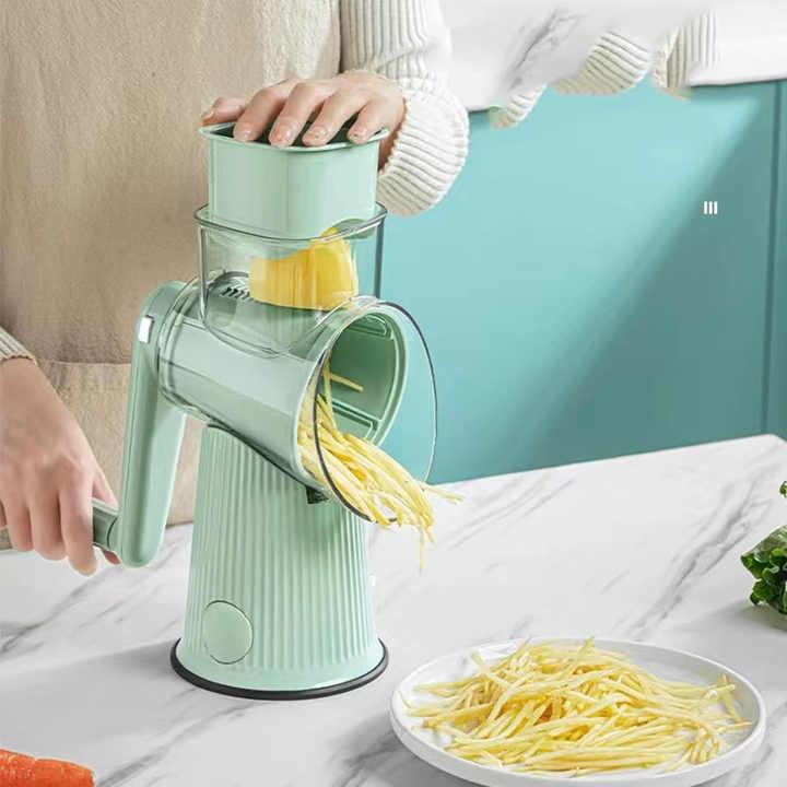 Green Multifunctional Manual Rotary Vegetable Slicer with 10 Blades – Safe and Easy-to-Use - Mekamart Australia