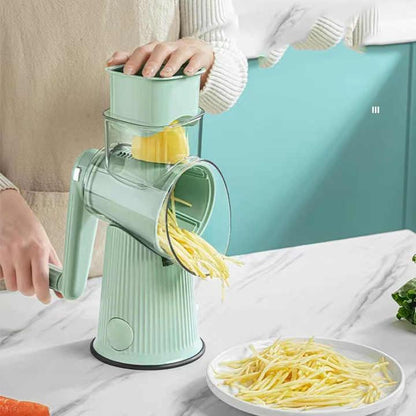 Green Multifunctional Manual Rotary Vegetable Slicer with 10 Blades – Safe and Easy-to-Use - Mekamart Australia