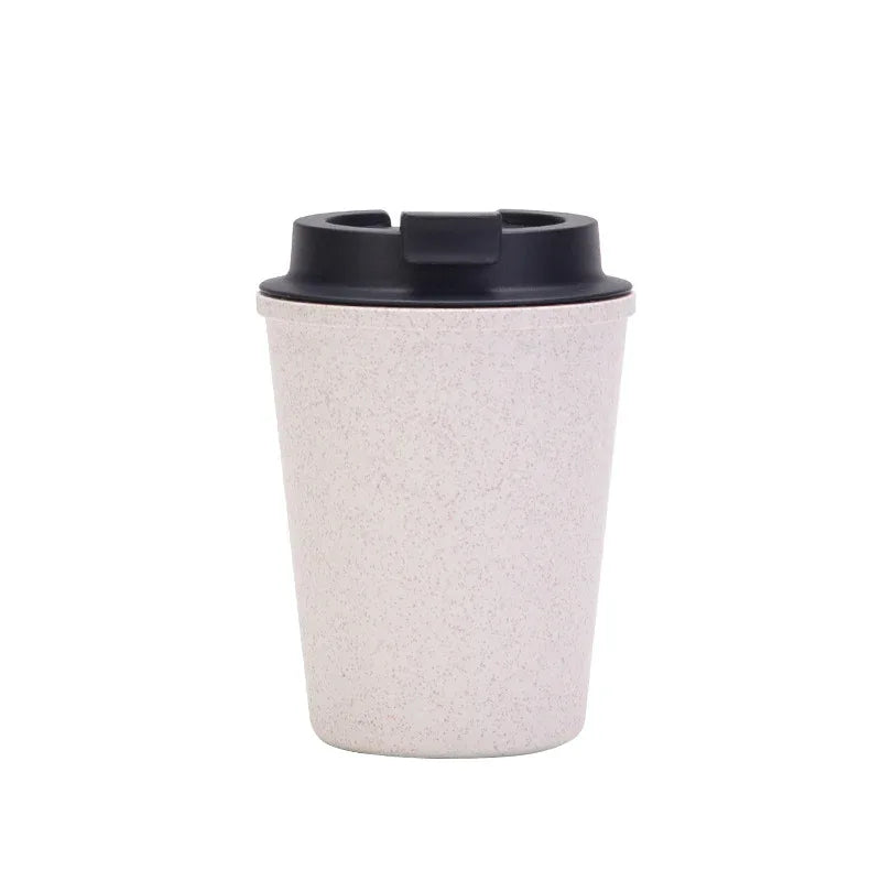 White 350ml Wheat Straw Double-Layer Coffee Cup - Eco-Friendly and Lightweight - Mekamart Australia