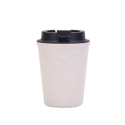 White 350ml Wheat Straw Double-Layer Coffee Cup - Eco-Friendly and Lightweight - Mekamart Australia