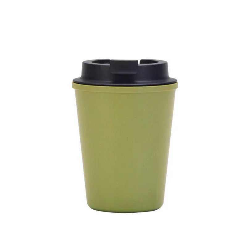Green 350ml Wheat Straw Double-Layer Coffee Cup - Eco-Friendly and Lightweight - Mekamart Australia