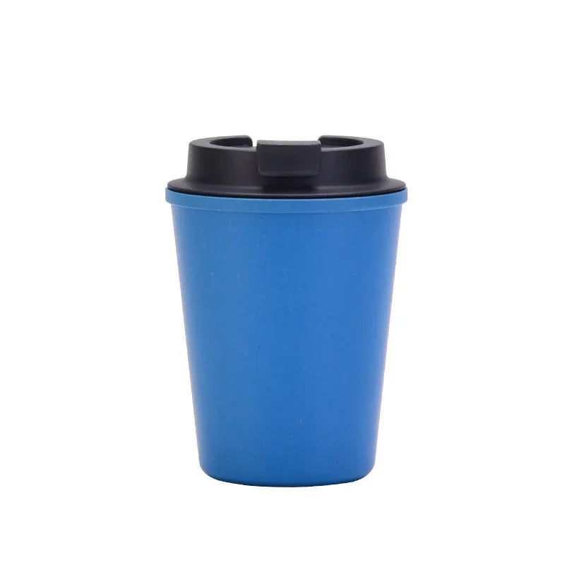 Blue 350ml Wheat Straw Double-Layer Coffee Cup - Eco-Friendly and Lightweight - Mekamart Australia