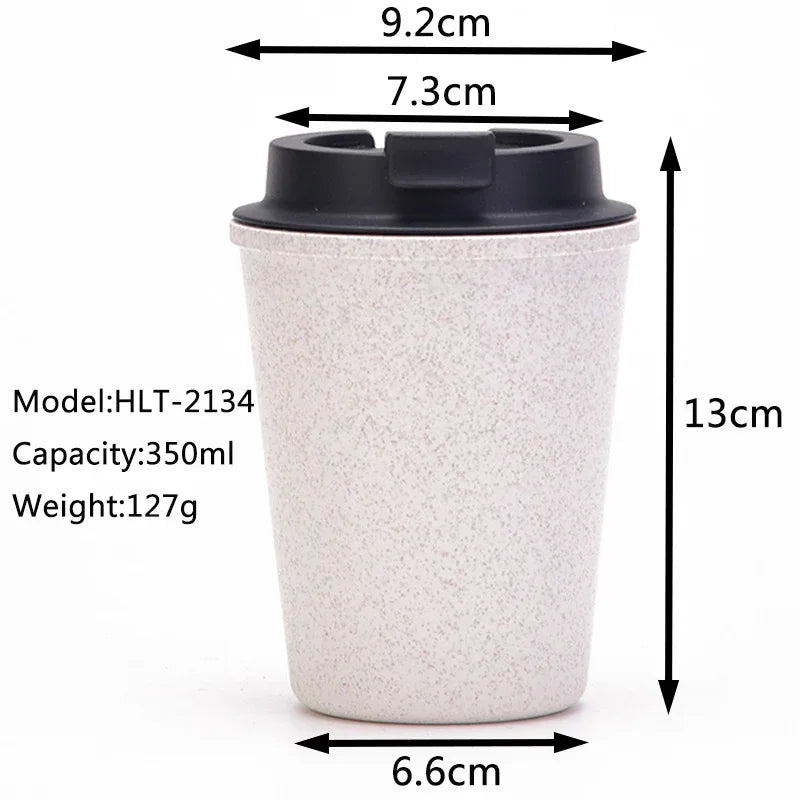 Blue 350ml Wheat Straw Double-Layer Coffee Cup - Eco-Friendly and Lightweight - Mekamart Australia