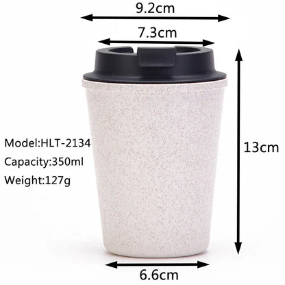 Blue 350ml Wheat Straw Double-Layer Coffee Cup - Eco-Friendly and Lightweight - Mekamart Australia