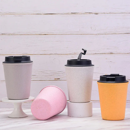 Blue 350ml Wheat Straw Double-Layer Coffee Cup - Eco-Friendly and Lightweight - Mekamart Australia
