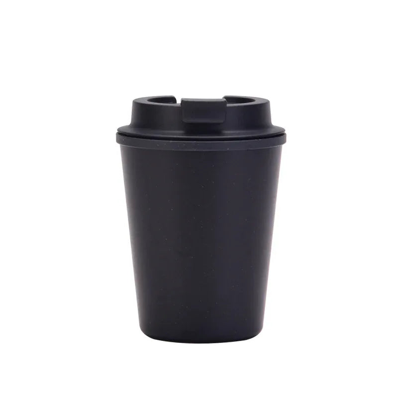 Black 350ml Wheat Straw Double-Layer Coffee Cup - Eco-Friendly and Lightweight - Mekamart Australia