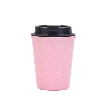 Pink 350ml Wheat Straw Double-Layer Coffee Cup - Eco-Friendly and Lightweight - Mekamart Australia