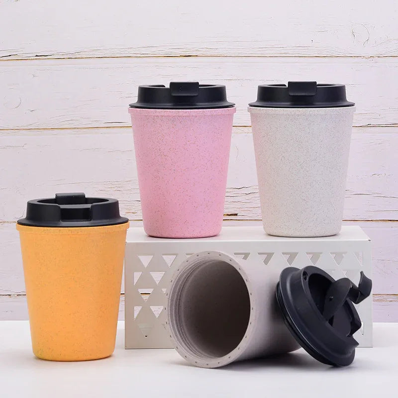 Gray 350ml Wheat Straw Double-Layer Coffee Cup - Eco-Friendly and Lightweight - Mekamart Australia