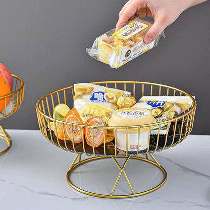 Elegant Iron Art Glass Serving Tray(White Glass) - Round Design with Gold Finish 27*13.5*17.5cm - Mekamart Australia