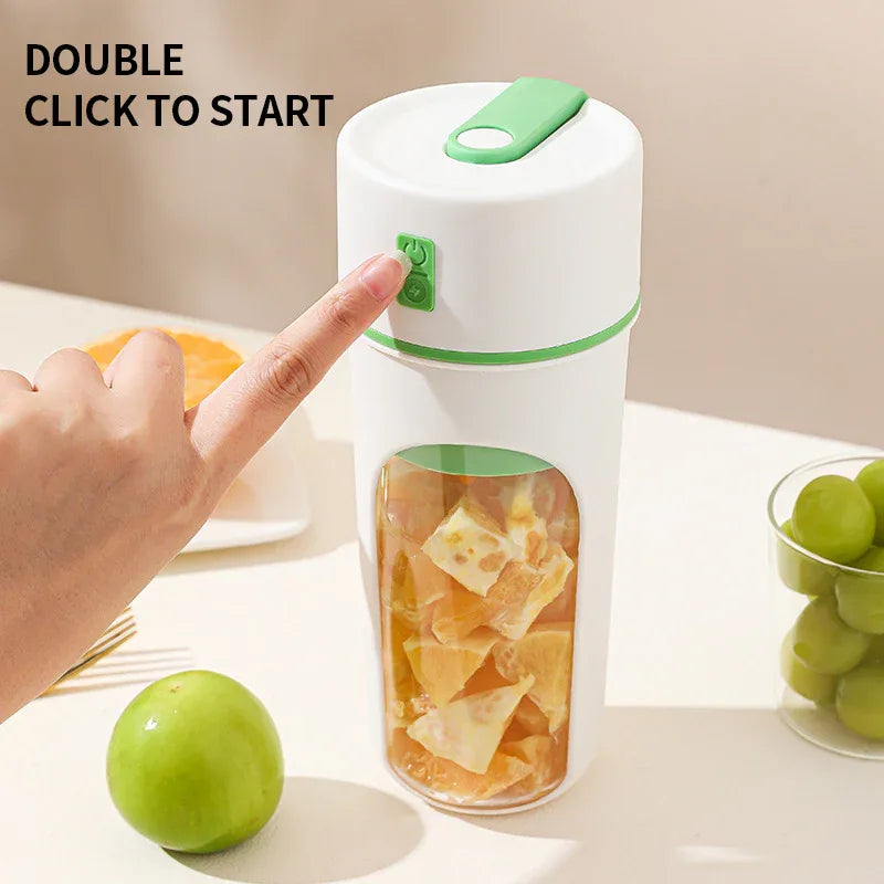 Green Portable USB Rechargeable Juicer Bottle - 2-in-1 Blender and Drink Cup, 480mL - Mekamart Australia