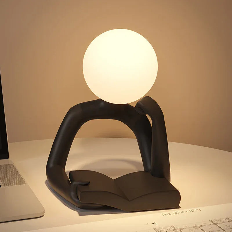 Black Creative Book Reader Desk Lamp - USB Powered, Modern Resin Design - Mekamart Australia