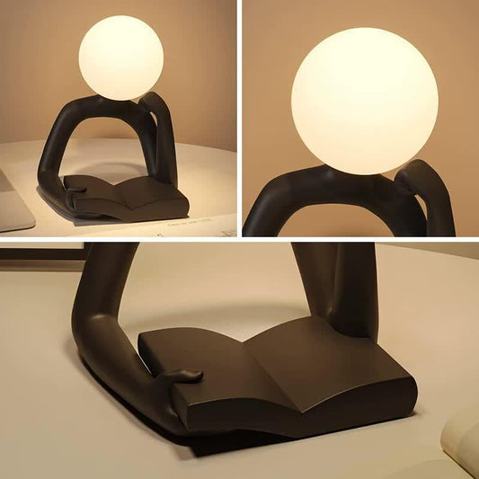 Black Creative Book Reader Desk Lamp - USB Powered, Modern Resin Design - Mekamart Australia