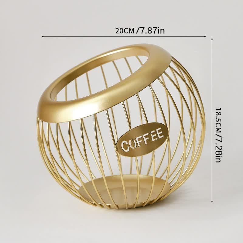 Gold Handcrafted Coffee Capsule Storage Basket - Vintage Iron Art Design - Mekamart Australia