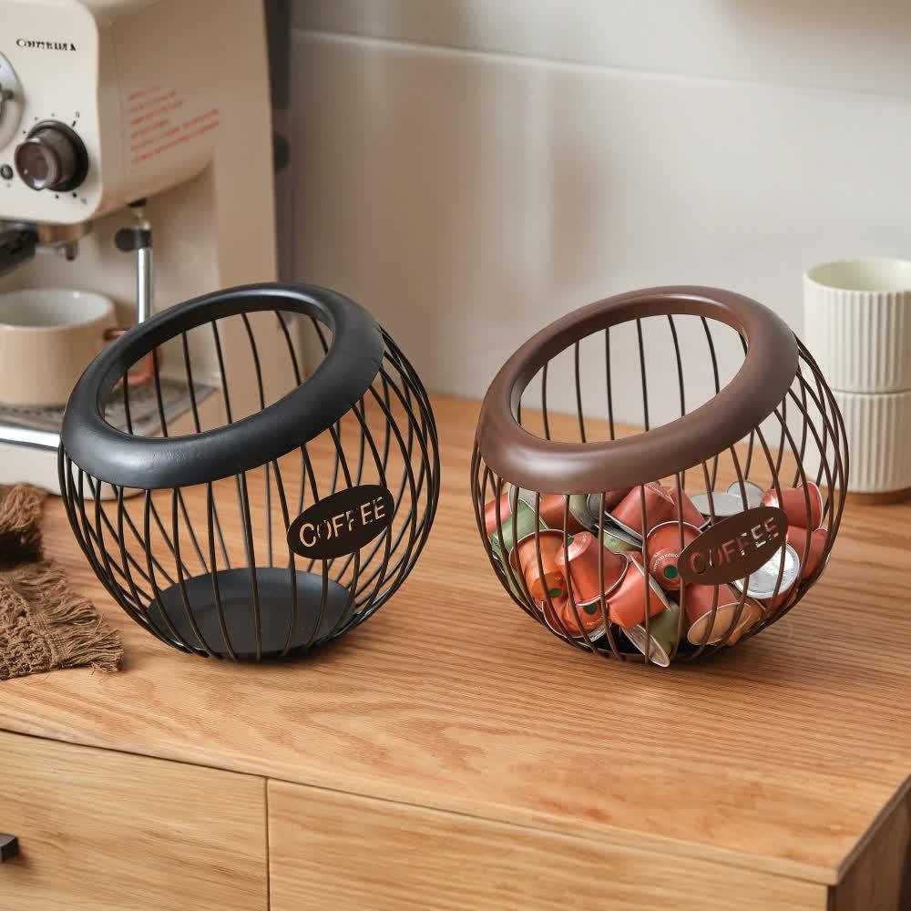 Gold Handcrafted Coffee Capsule Storage Basket - Vintage Iron Art Design - Mekamart Australia