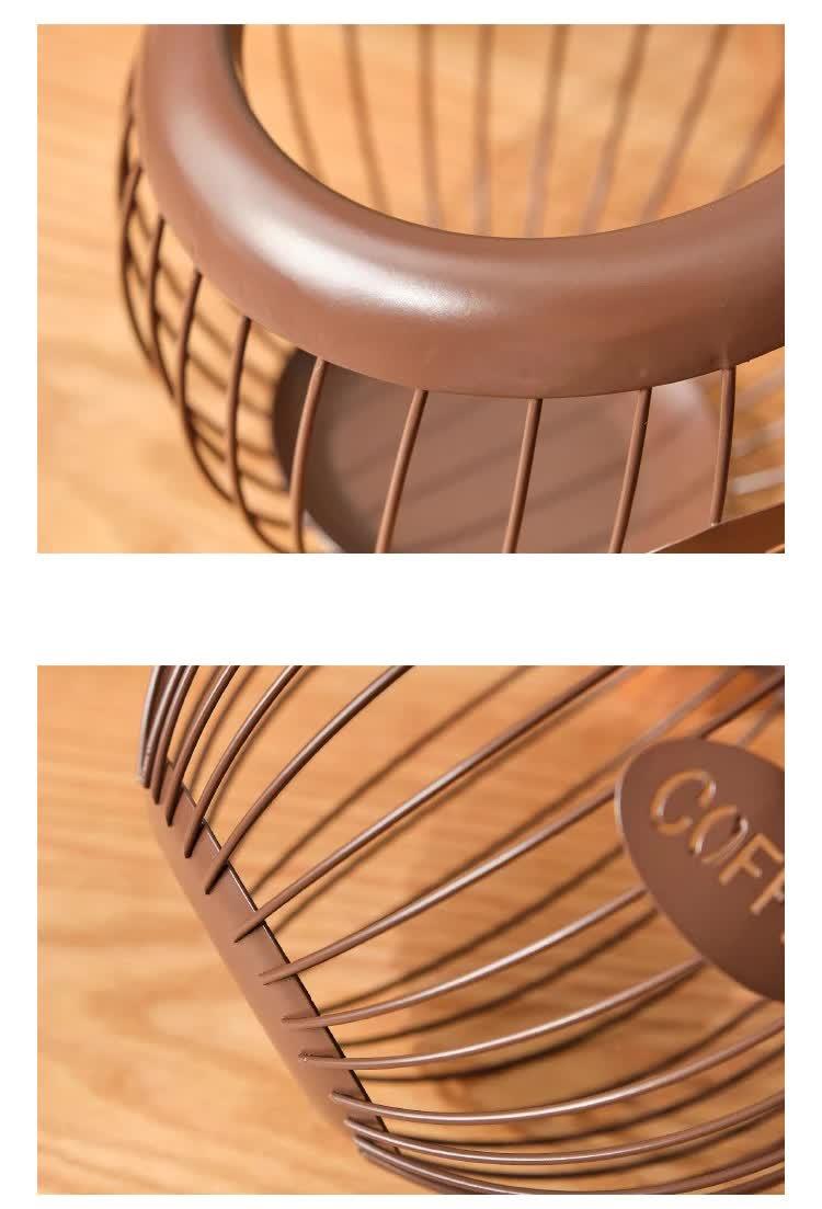 Gold Handcrafted Coffee Capsule Storage Basket - Vintage Iron Art Design - Mekamart Australia