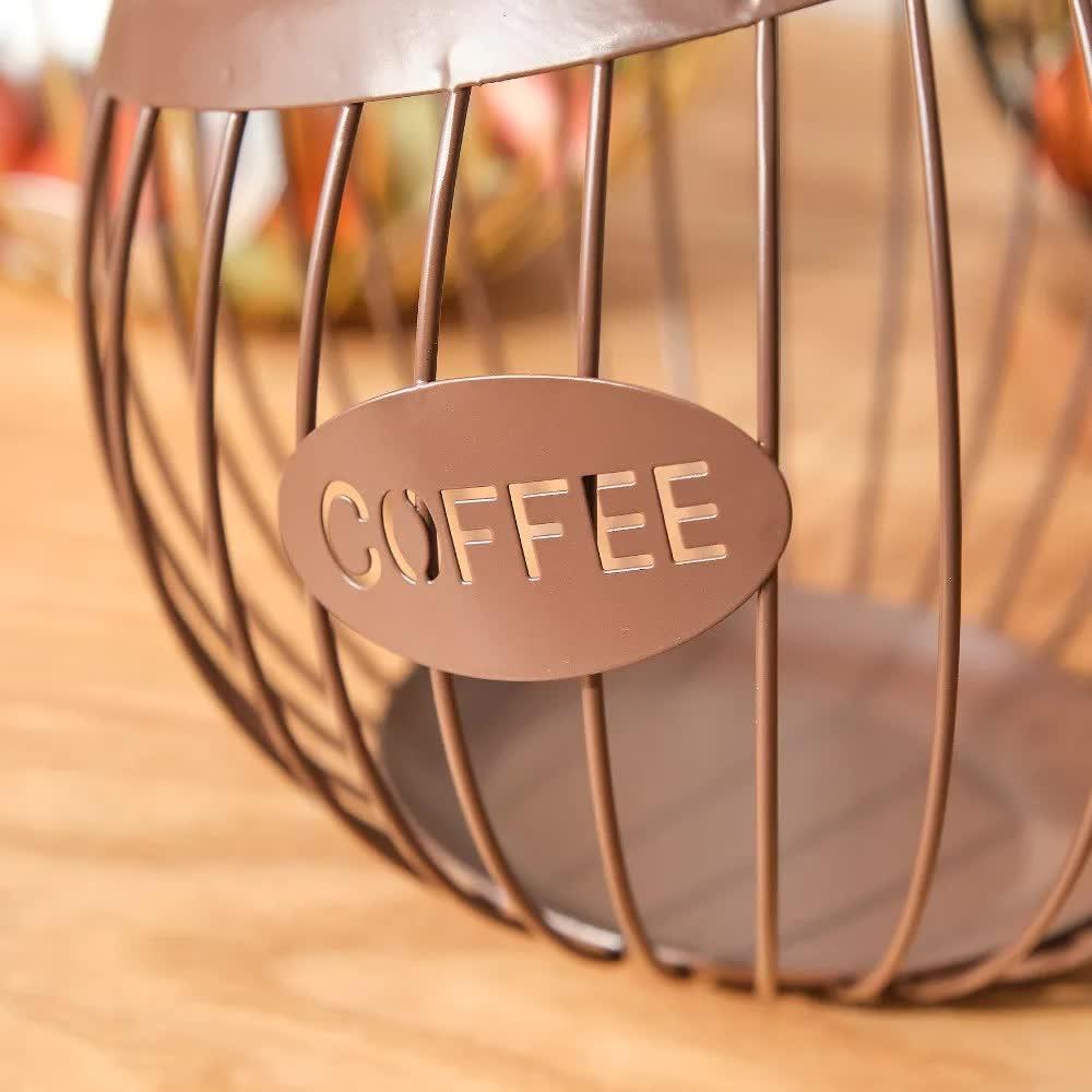 Gold Handcrafted Coffee Capsule Storage Basket - Vintage Iron Art Design - Mekamart Australia