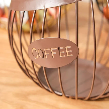 Gold Handcrafted Coffee Capsule Storage Basket - Vintage Iron Art Design - Mekamart Australia