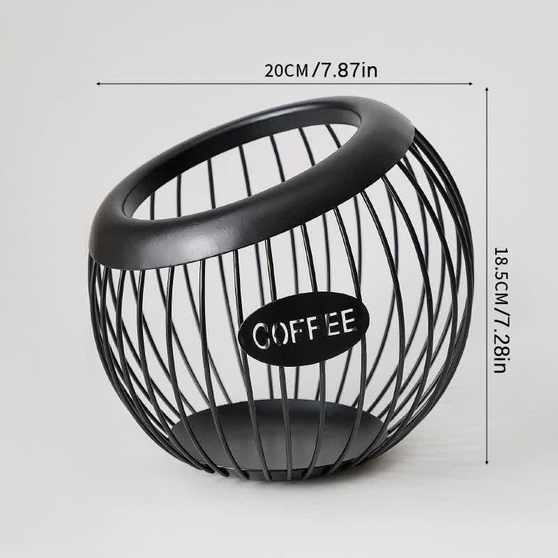 Black Handcrafted Coffee Capsule Storage Basket - Vintage Iron Art Design - Mekamart Australia