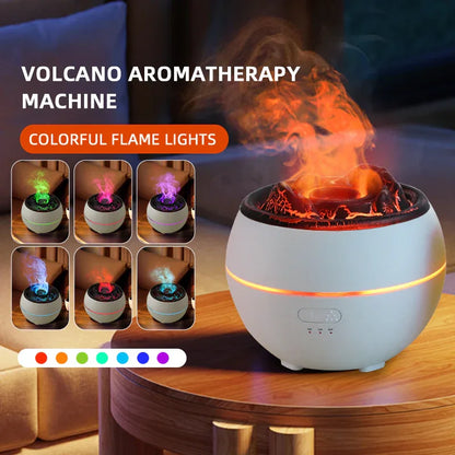 Volcanic Flame Aroma Diffuser (Black Crack Style)- 360ml Ultrasonic Humidifier with 7-Color LED Light and Adjustable Mist for Home and Office - Mekamart Australia