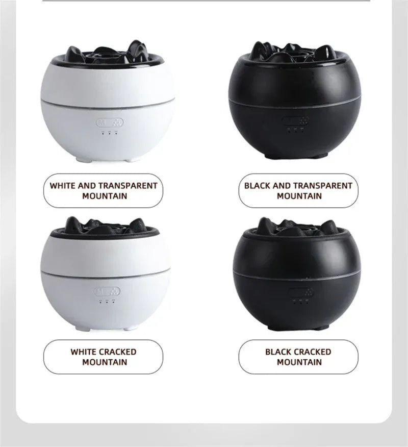 Volcanic Flame Aroma Diffuser (Black Crack Style)- 360ml Ultrasonic Humidifier with 7-Color LED Light and Adjustable Mist for Home and Office - Mekamart Australia