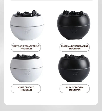 Volcanic Flame Aroma Diffuser (Black Crack Style)- 360ml Ultrasonic Humidifier with 7-Color LED Light and Adjustable Mist for Home and Office - Mekamart Australia