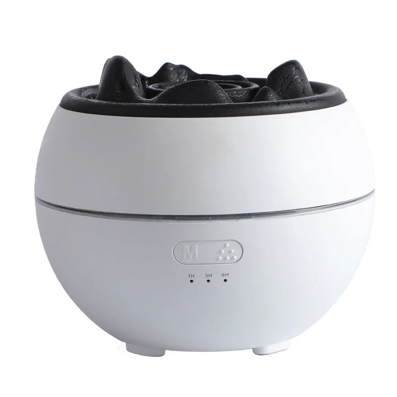 Volcanic Flame Aroma Diffuser (White Crack Style)- 360ml Ultrasonic Humidifier with 7-Color LED Light and Adjustable Mist for Home and Office - Mekamart Australia