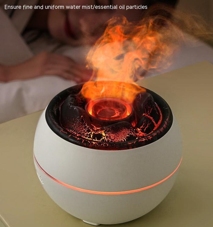 Volcanic Flame Aroma Diffuser (White Crack Style)- 360ml Ultrasonic Humidifier with 7-Color LED Light and Adjustable Mist for Home and Office - Mekamart Australia