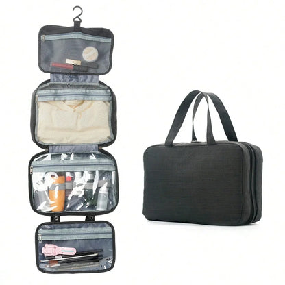 Black Multipurpose Portable Travel Toiletry Bag - Waterproof Cosmetic Organizer with Zipper - Mekamart Australia