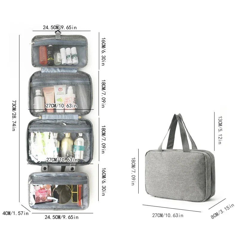 Black Multipurpose Portable Travel Toiletry Bag - Waterproof Cosmetic Organizer with Zipper - Mekamart Australia