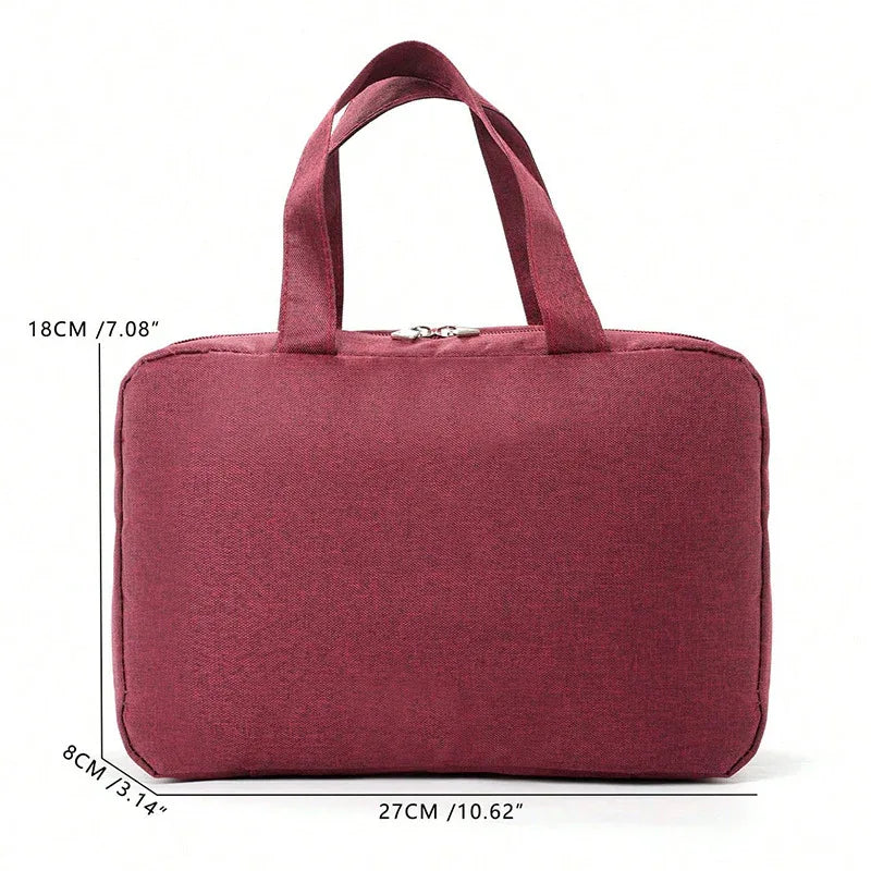 Wine Red Multipurpose Portable Travel Toiletry Bag - Waterproof Cosmetic Organizer with Zipper - Mekamart Australia