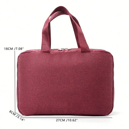 Wine Red Multipurpose Portable Travel Toiletry Bag - Waterproof Cosmetic Organizer with Zipper - Mekamart Australia