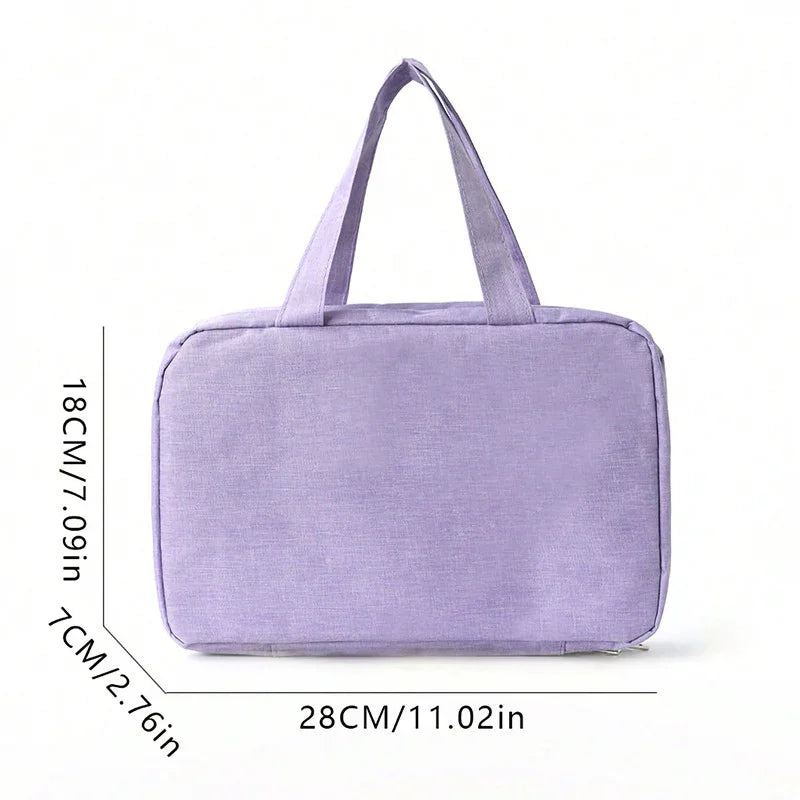 Purple Multipurpose Portable Travel Toiletry Bag - Waterproof Cosmetic Organizer with Zipper - Mekamart Australia
